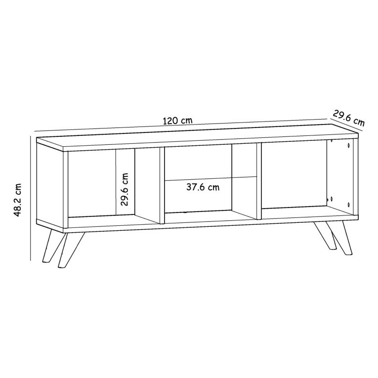 Mobile Porta tv Marrone 3 Vani Peso Supportato 40 kg 120x30x48h cm, Installazione a Terra - Sizzano