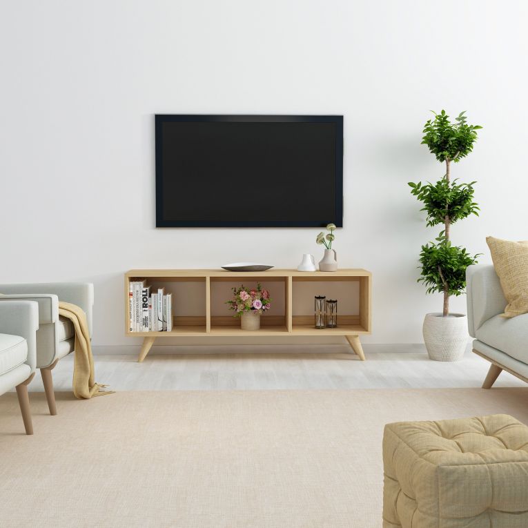 Mobile Porta tv Marrone 3 Vani Peso Supportato 40 kg 120x30x48h cm, Installazione a Terra - Sizzano