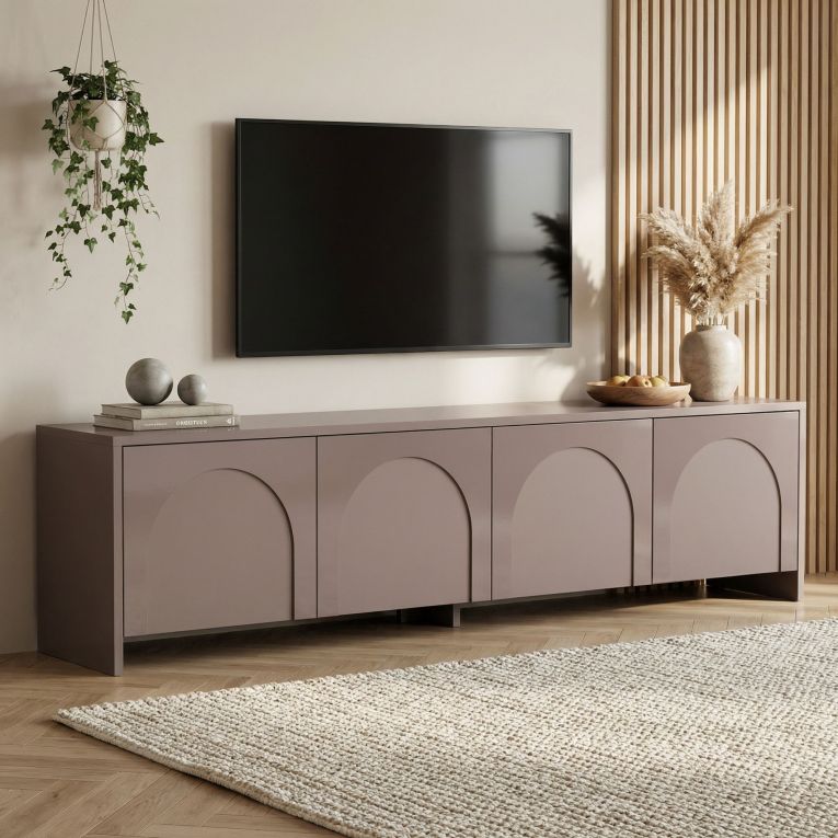 Mobile Porta tv Marrone Bronzo Apertura a Ribalta 4 Ante 180x32x45h cm, 2 Vani - Noma