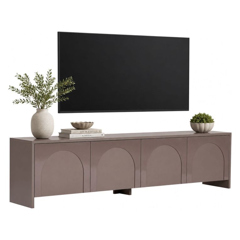 Mobile Porta tv Marrone Bronzo Apertura a Ribalta 4 Ante 180x32x45h cm, 2 Vani - Noma