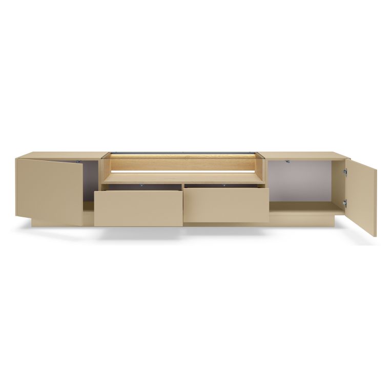 Mobile Porta tv Marrone Chiaro Marrone Rovere 2 Cassetti 2 Ripiani 203x40x43h cm, 2 Ante - Kakagano