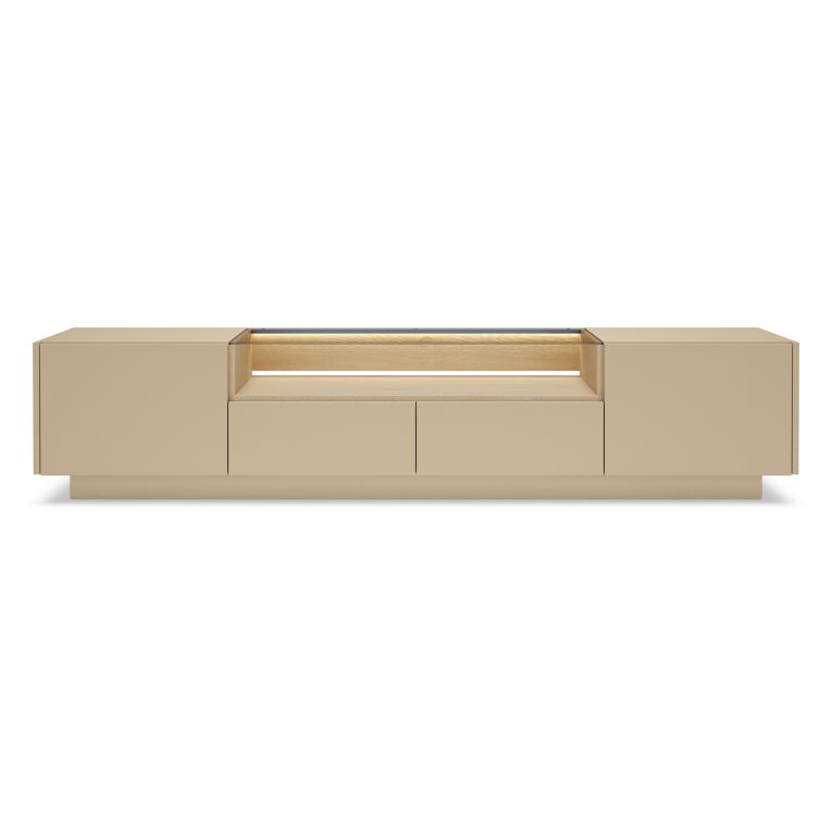 Mobile Porta tv Marrone Chiaro Marrone Rovere 2 Cassetti 2 Ripiani 203x40x43h cm, 2 Ante - Kakagano