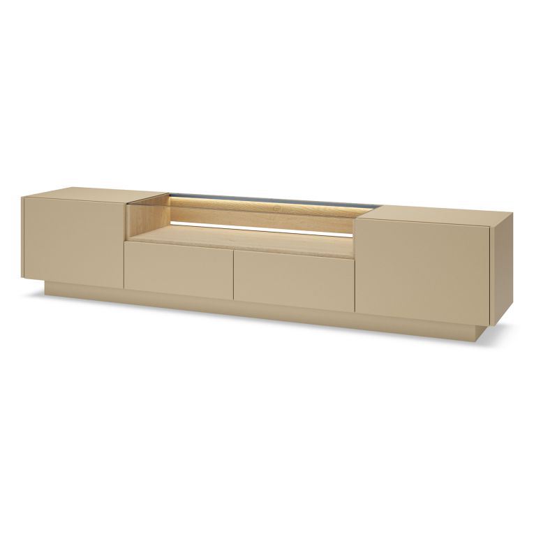 Mobile Porta tv Marrone Chiaro Marrone Rovere 2 Cassetti 2 Ripiani 203x40x43h cm, 2 Ante - Kakagano