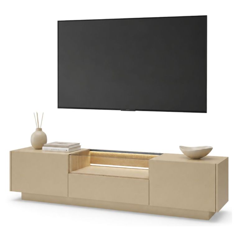 Mobile Porta tv Marrone Chiaro Marrone Rovere un Cassetto 2 Ripiani 176x40x43h cm, 2 Ante - Kakaha