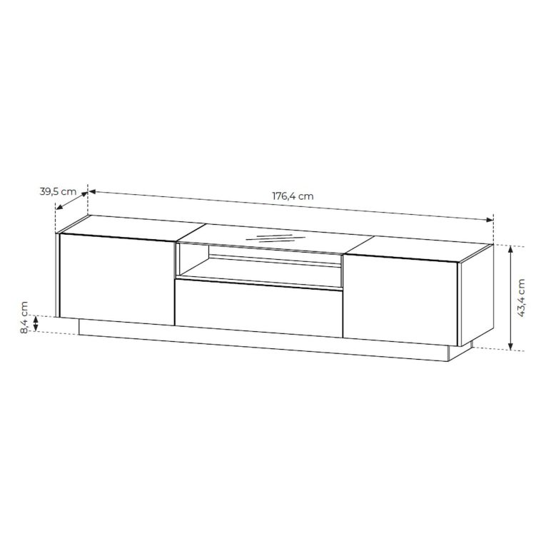 Mobile Porta tv Marrone Chiaro Marrone Rovere un Cassetto 2 Ripiani 176x40x43h cm, 2 Ante - Kakaha