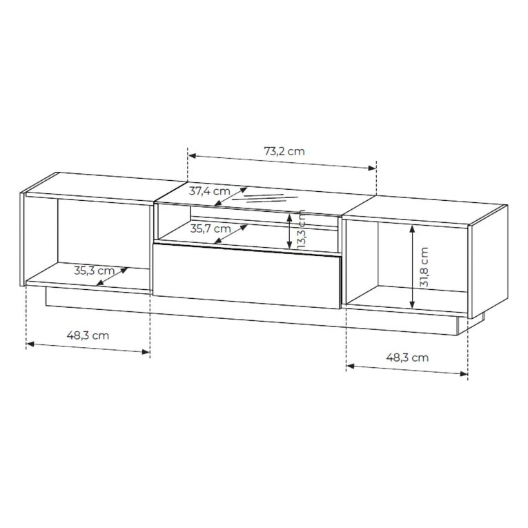 Mobile Porta tv Marrone Chiaro Marrone Rovere un Cassetto 2 Ripiani 176x40x43h cm, 2 Ante - Kakaha