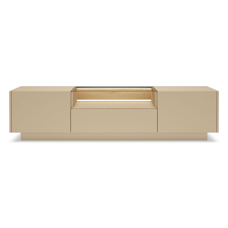 Mobile Porta tv Marrone Chiaro Marrone Rovere un Cassetto 2 Ripiani 176x40x43h cm, 2 Ante - Kakaha