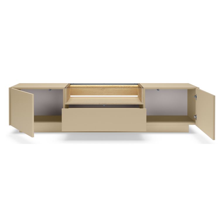 Mobile Porta tv Marrone Chiaro Marrone Rovere un Cassetto 2 Ripiani 176x40x43h cm, 2 Ante - Kakaha