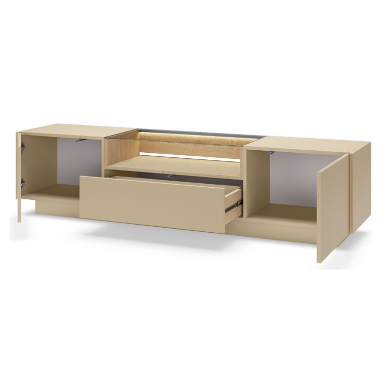 Mobile Porta tv Marrone Chiaro Marrone Rovere un Cassetto 2 Ripiani 176x40x43h cm, 2 Ante - Kakaha