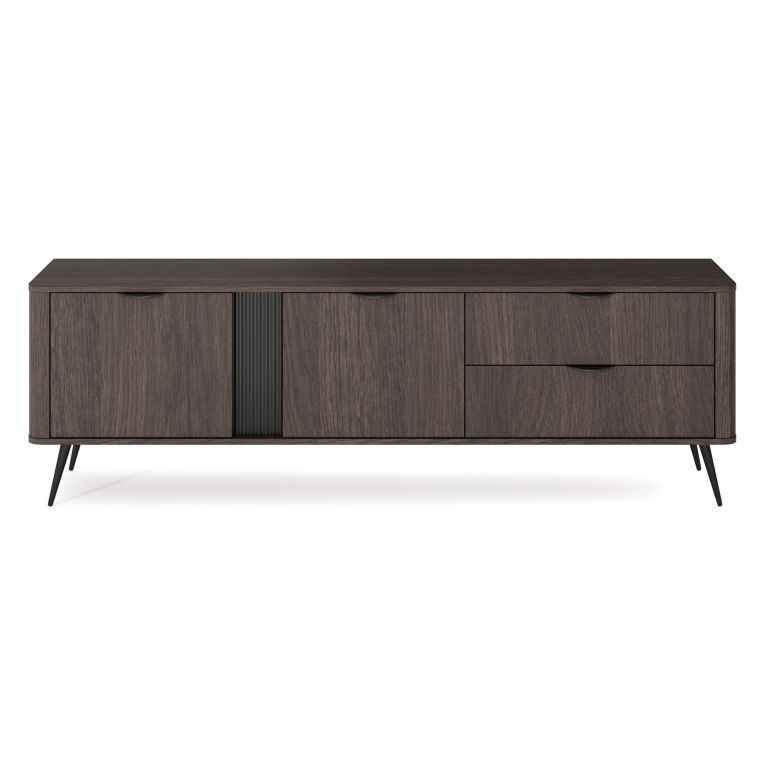 Mobile Porta tv Marrone Noce 2 Cassetti 3 Ripiani 195x38x61h cm, 2 Ante - Kamirili