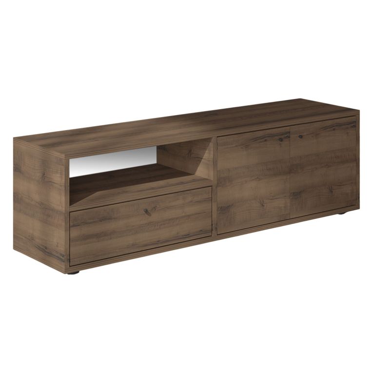 Mobile Porta tv Marrone Noce 2 Ripiani 3 Ante 136x35x42h cm, 4 Vani - Partanna