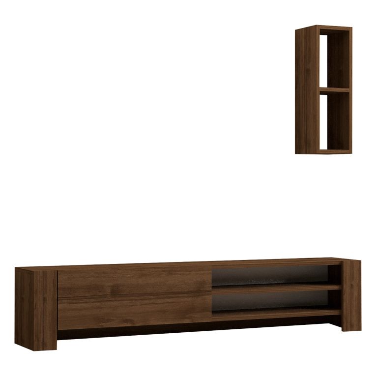 Mobile Porta tv Marrone Noce 2 Ripiani Apertura a Ribalta 160x27x33h cm, Un'anta - Cuorgne