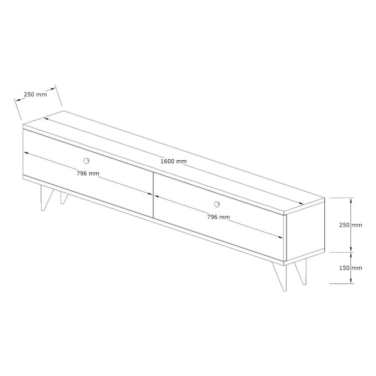 Mobile Porta tv Marrone Noce 2 Vani 2 Ante 160x25x40h cm, Apertura a Ribalta - Atestino