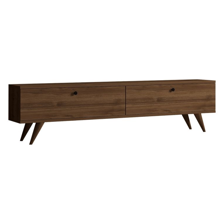 Mobile Porta tv Marrone Noce 2 Vani 2 Ante 160x25x40h cm, Apertura a Ribalta - Atestino