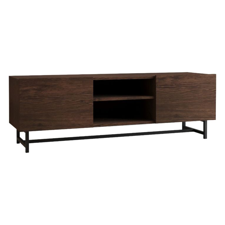 Mobile Porta tv Marrone Noce 3 Ripiani 2 Ante 150x41x50h cm, 6 Vani - Monno