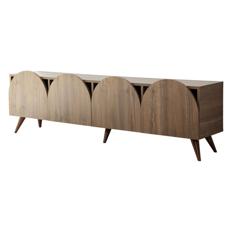 Mobile Porta tv Marrone Noce 4 Vani 4 Ante 180x35x50h cm, Apertura a Ribalta - Visco