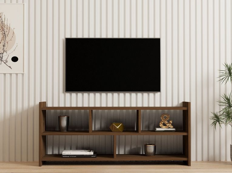 Mobile Porta tv Marrone Noce 5 Ripiani 5 Vani 118x28x55h cm, Peso Supportato 40 kg - Loreglia