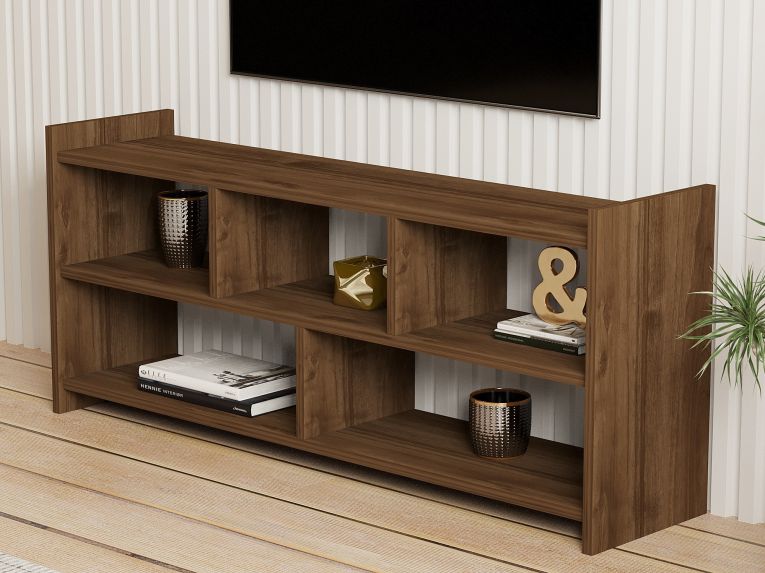 Mobile Porta tv Marrone Noce 5 Ripiani 5 Vani 118x28x55h cm, Peso Supportato 40 kg - Loreglia