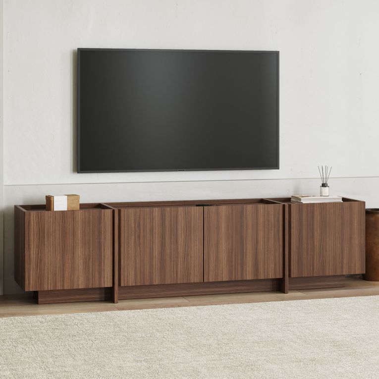 Mobile Porta tv Marrone Noce Apertura a Ribalta 4 Ante 180x35x46h cm, 4 Vani - Nokarara