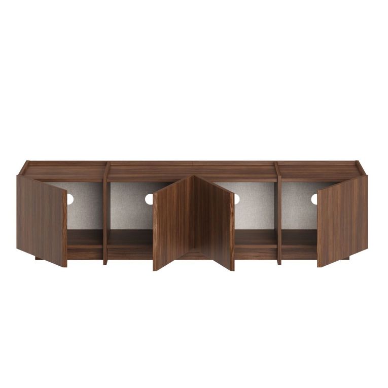 Mobile Porta tv Marrone Noce Apertura a Ribalta 4 Ante 180x35x46h cm, 4 Vani - Nokarara