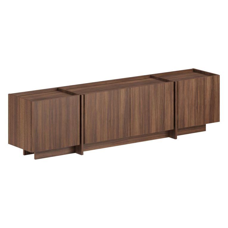 Mobile Porta tv Marrone Noce Apertura a Ribalta 4 Ante 180x35x46h cm, 4 Vani - Nokarara