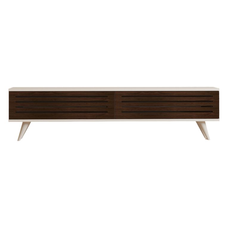 Mobile Porta tv Marrone Noce Bianco 2 Ante Apertura a Ribalta 160x25x40h cm, 2 Vani - Trepuzzi