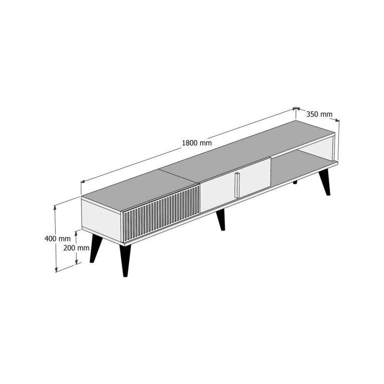 Mobile Porta tv Marrone Noce Bianco Marmo un Cassetto 2 Ripiani 180x35x40h cm, 2 Ante - Jakuchu