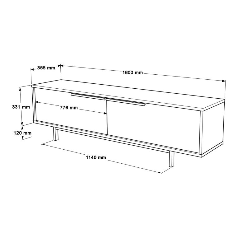 Mobile Porta tv Marrone Noce Marrone Quercia Apertura a Ribalta 2 Ante 160x35.5x45.1h cm, 2 Vani - Moimacco
