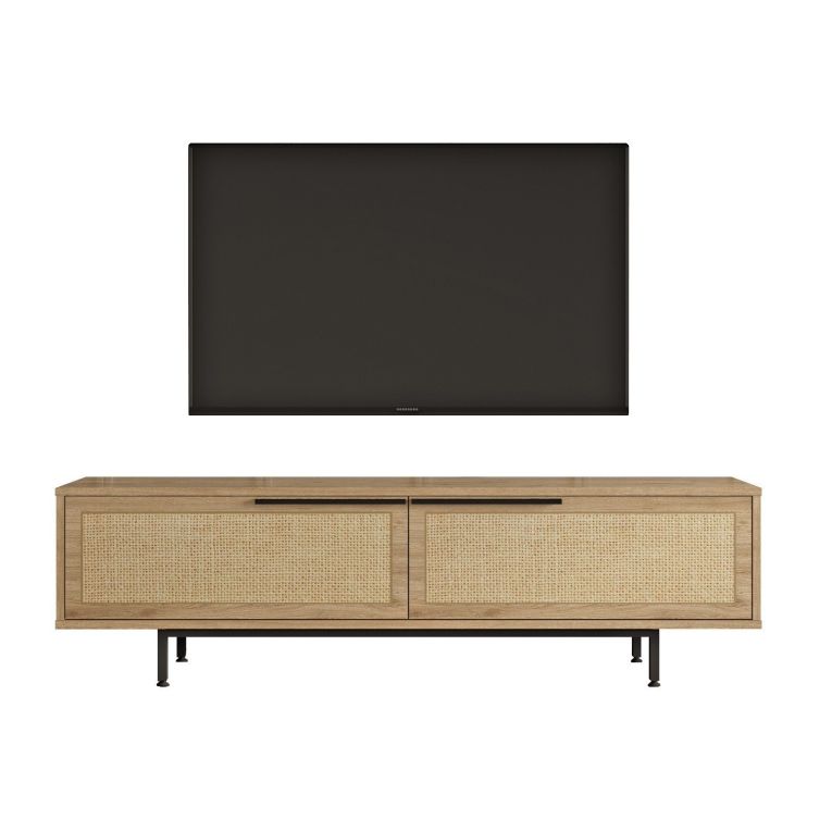 Mobile Porta tv Marrone Noce Marrone Quercia Apertura a Ribalta 2 Ante 160x35.5x45.1h cm, 2 Vani - Moimacco