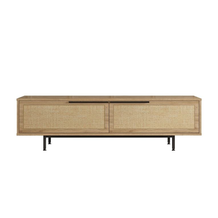 Mobile Porta tv Marrone Noce Marrone Quercia Apertura a Ribalta 2 Ante 160x35.5x45.1h cm, 2 Vani - Moimacco