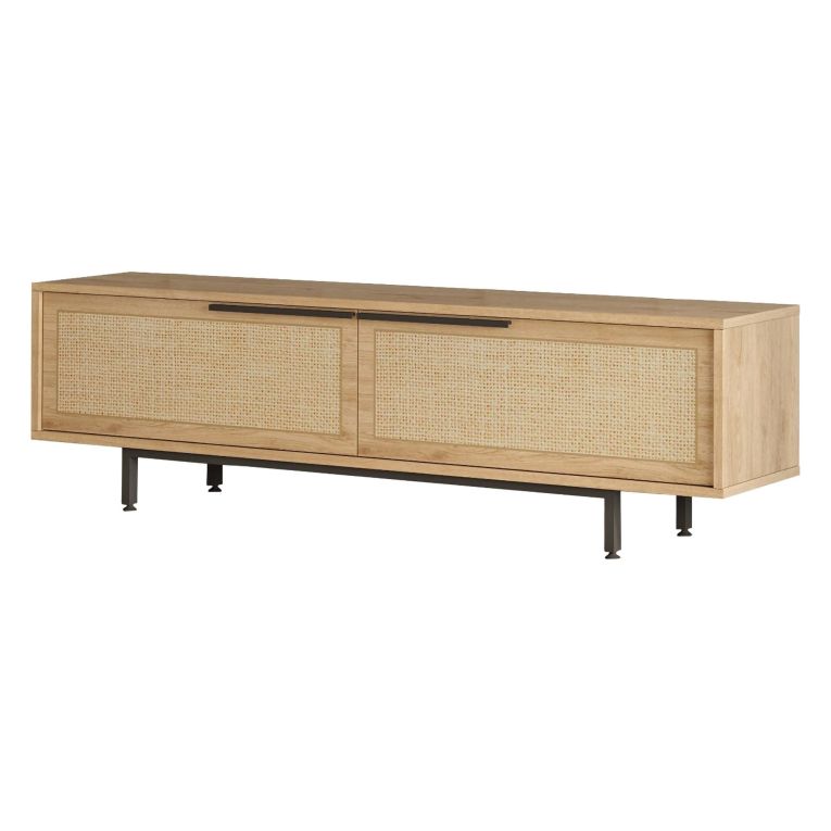 Mobile Porta tv Marrone Noce Marrone Quercia Apertura a Ribalta 2 Ante 160x35.5x45.1h cm, 2 Vani - Moimacco