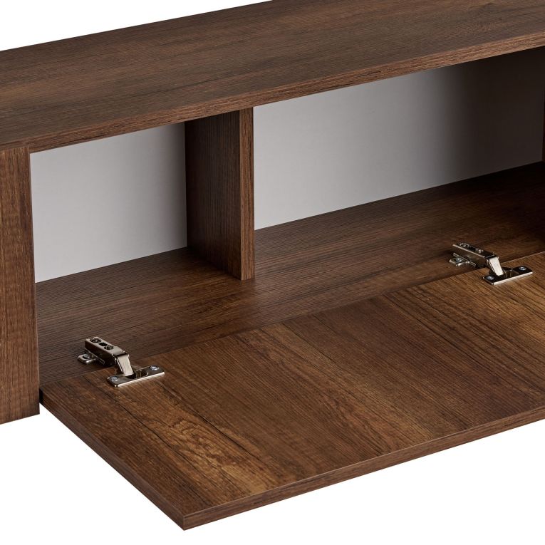 Mobile Porta tv Marrone Noce Nero 2 Ante 4 Vani 180x30x45h cm, Apertura a Ribalta - Noga