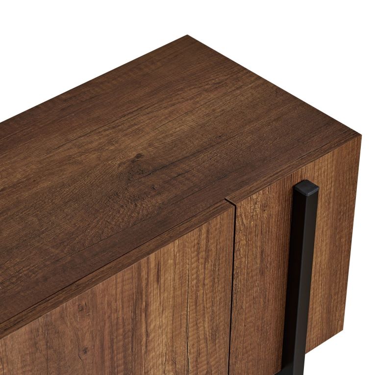 Mobile Porta tv Marrone Noce Nero 2 Ante 4 Vani 180x30x45h cm, Apertura a Ribalta - Noga