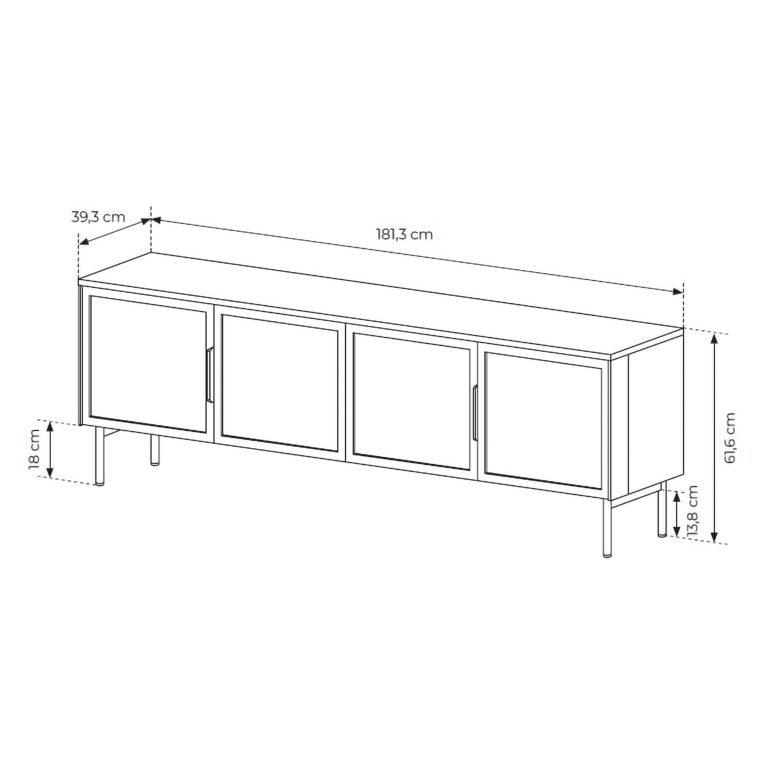 Mobile Porta tv Marrone Noce Nero 3 Ripiani 4 Ante 181x39x62h cm, con led - Kalerora