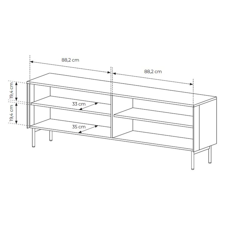 Mobile Porta tv Marrone Noce Nero 3 Ripiani 4 Ante 181x39x62h cm, con led - Kalerora