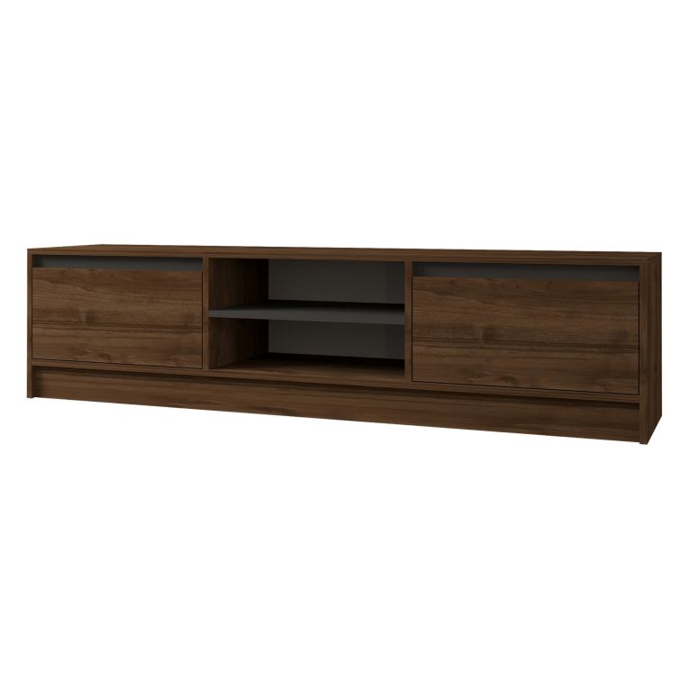 Mobile Porta tv Marrone Noce Nero Antracite un Ripiano 2 Ante 180x40x45h cm, 4 Vani - Lurani