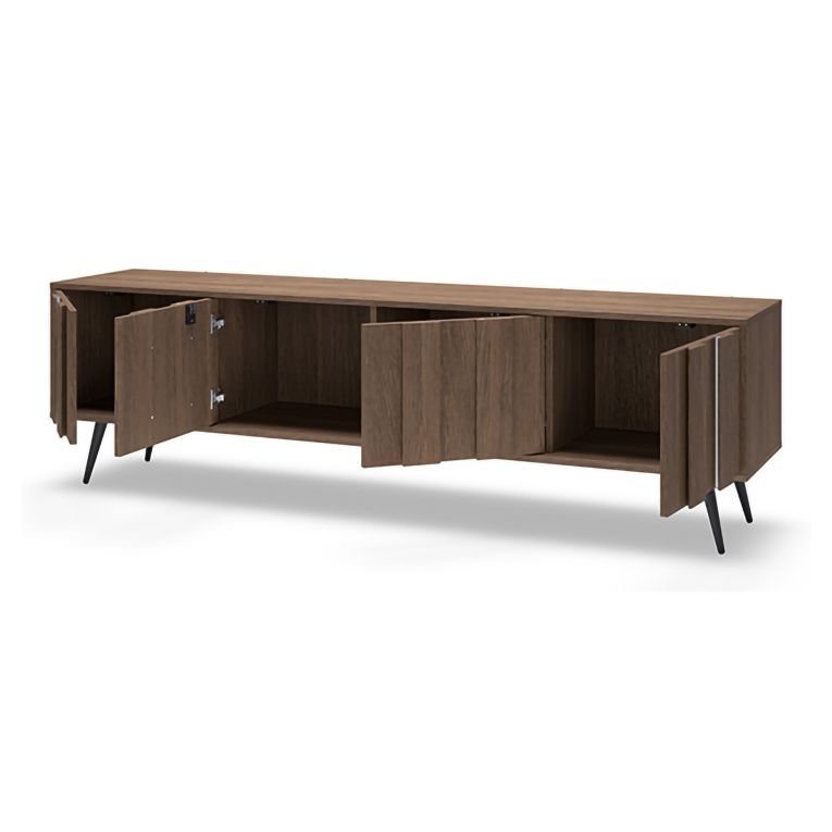 Mobile Porta tv Marrone Noce Nero un Ripiano 4 Ante 183x40x54h cm, con led - Kafami