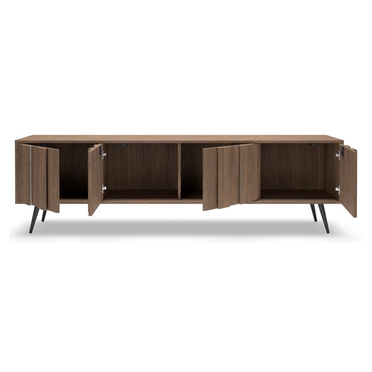 Mobile Porta tv Marrone Noce Nero un Ripiano 4 Ante 183x40x54h cm, con led - Kafami