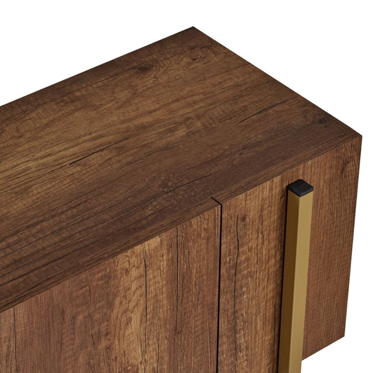 Mobile Porta tv Marrone Noce oro 2 Ante 4 Vani 180x30x45h cm, Apertura a Ribalta - Noga