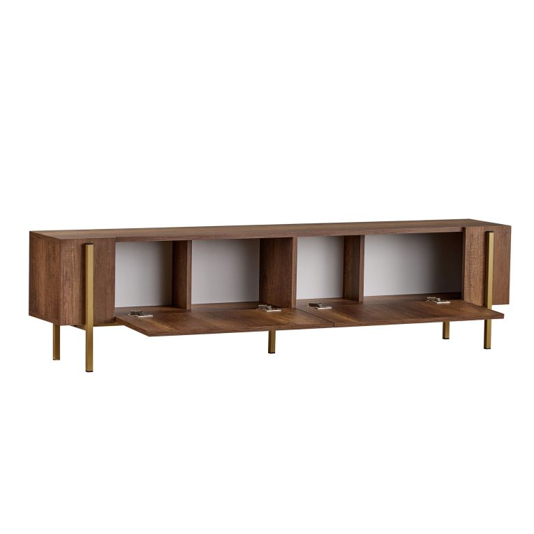 Mobile Porta tv Marrone Noce oro 2 Ante 4 Vani 180x30x45h cm, Apertura a Ribalta - Noga