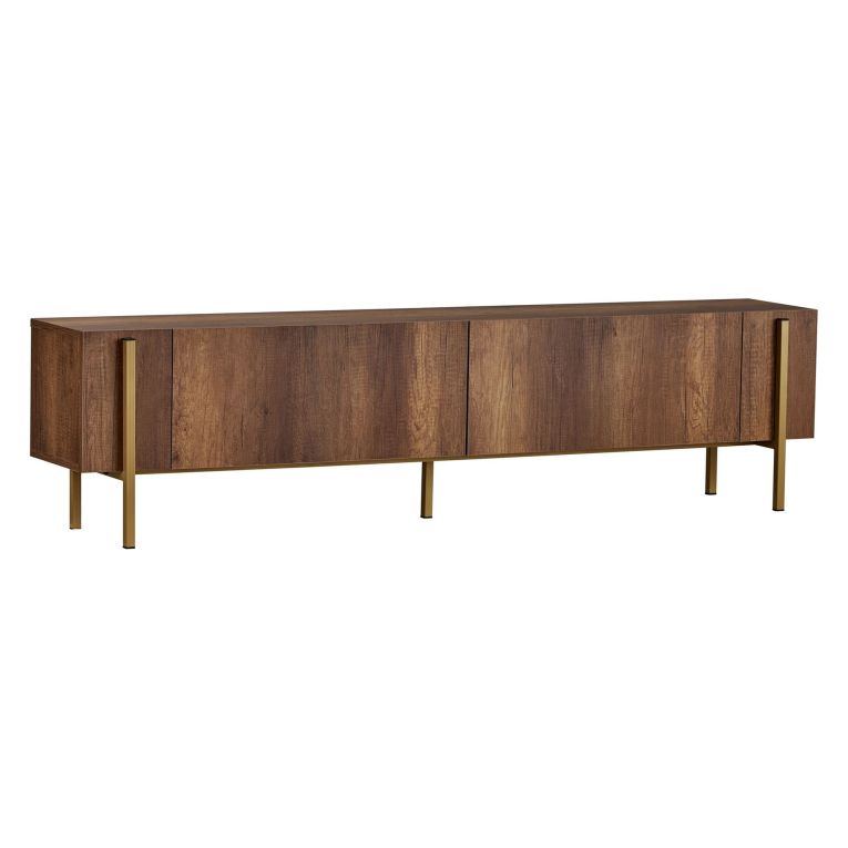 Mobile Porta tv Marrone Noce oro 2 Ante 4 Vani 180x30x45h cm, Apertura a Ribalta - Noga