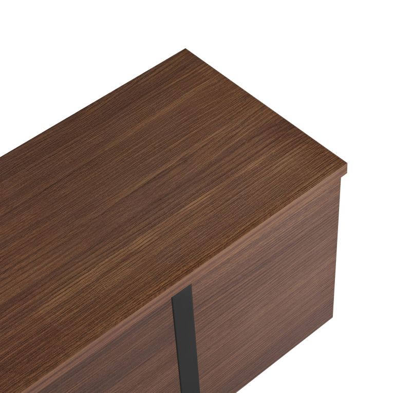 Mobile Porta tv Marrone Noce Scuro Nero 2 Ante 2 Vani 180x30x50h cm, Apertura a Ribalta - Abishia