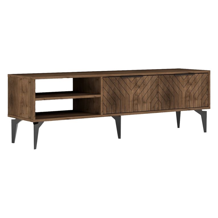Mobile Porta tv Marrone Noce un Ripiano 2 Ante 160x30x50h cm, 5 Vani - Sambuci