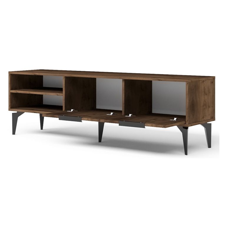 Mobile Porta tv Marrone Noce un Ripiano 2 Ante 160x30x50h cm, 5 Vani - Sambuci