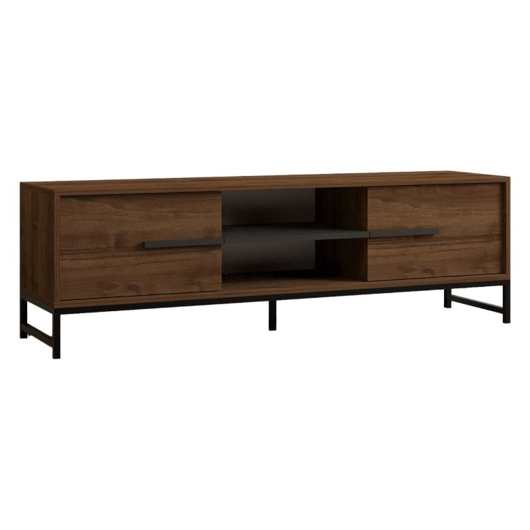 Mobile Porta tv Marrone Noce un Ripiano 2 Ante 160x40x50h cm, 4 Vani - Cinaglio
