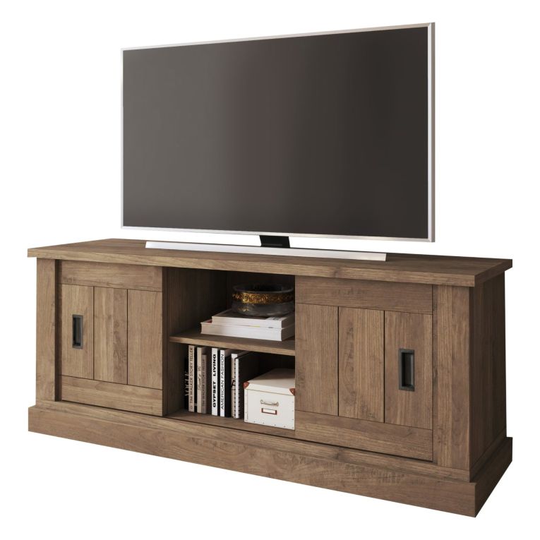 Mobile Porta tv Marrone Noce un Ripiano 2 Ante 45x46x60h cm, 4 Vani - Mesola