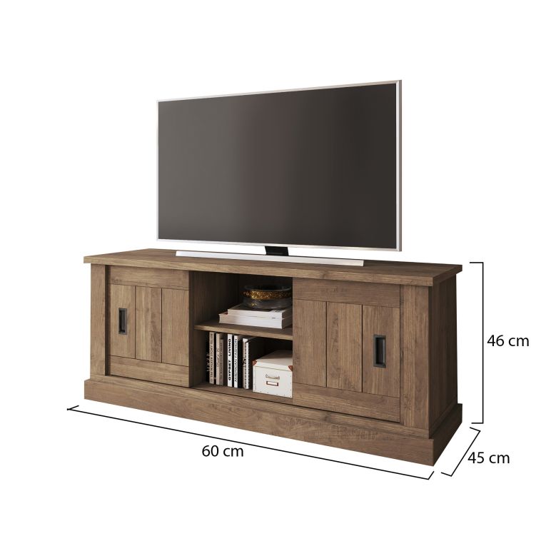 Mobile Porta tv Marrone Noce un Ripiano 2 Ante 45x46x60h cm, 4 Vani - Mesola