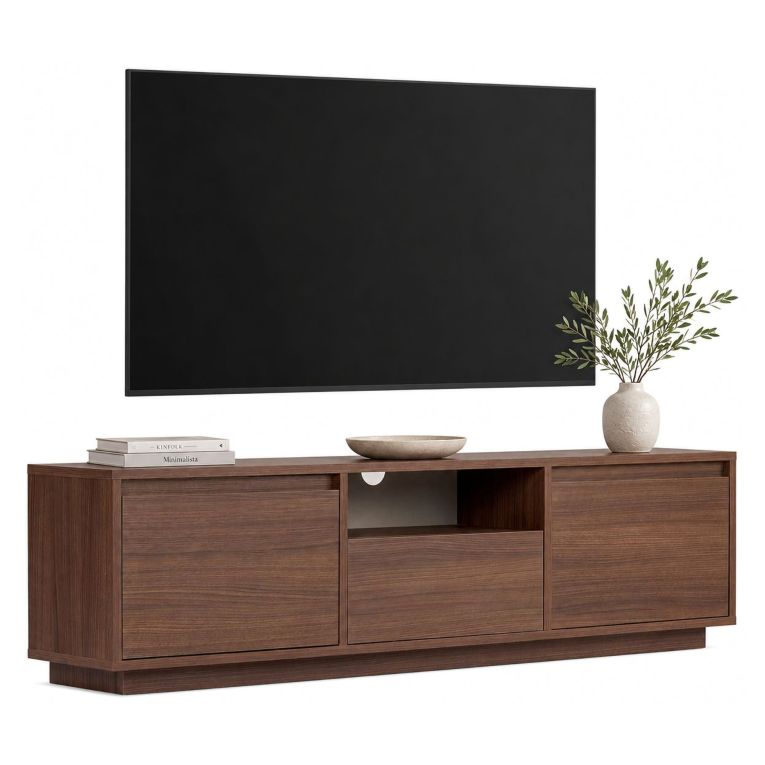 Mobile Porta tv Marrone Noce un Ripiano 3 Ante 160x30x42h cm, 4 Vani - Morrigan