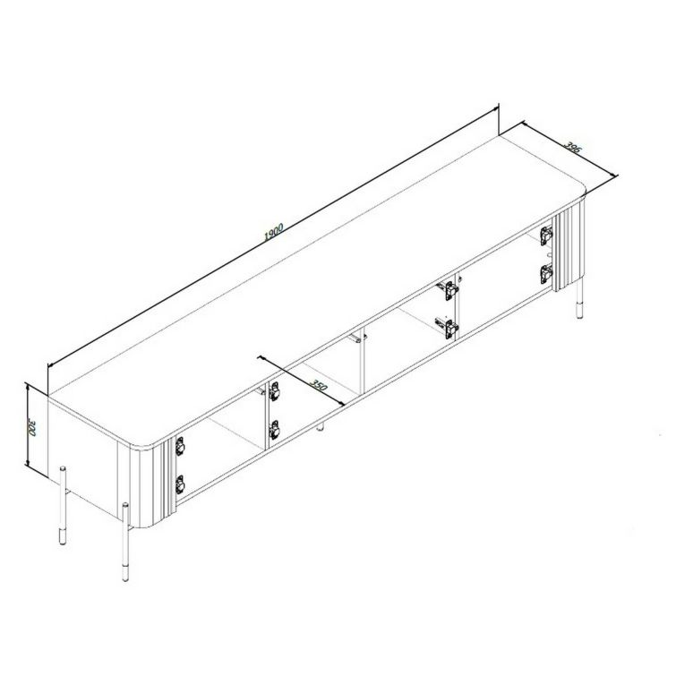 Mobile Porta tv Marrone Noce un Ripiano 4 Ante 190x40x50h cm, Ante Effetto Rigato - Brembana