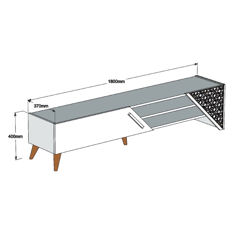 Mobile Porta tv Marrone Noce un Ripiano Un'anta 180x40x37h cm, 3 Vani - Campli
